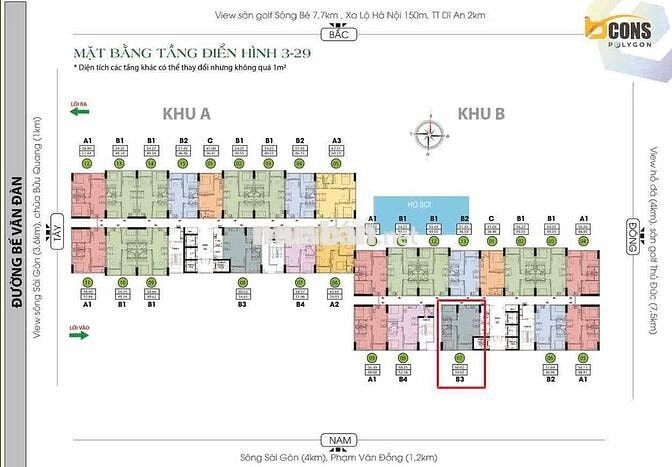 Cho thuê căn hộ 60m2 2PN2WC, phòng khách rộng. View landmark81 thoáng