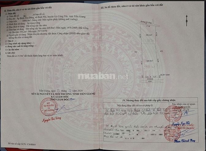 HOT- CẦN TIỀN XOAY SỞ CHỦ BÁN 500M2 ĐẤT THỔ CƯ+NÔNG NGHIỆP- TIỀN GIANG