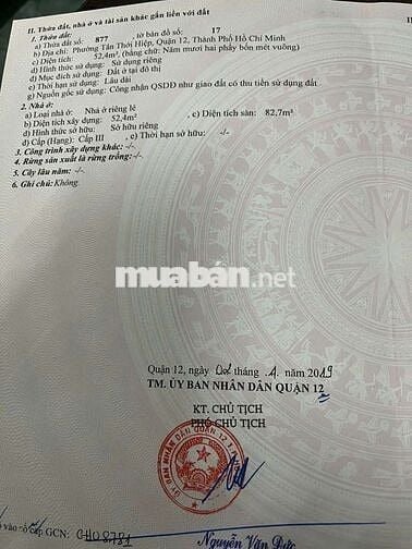 Nhà cấp 4 SHR 1/Dương Thị Mười-Tân Thới Hiệp-Q12.Dt 4x19,5~78m2~4,7ty