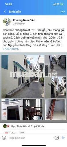 cho thuê phòng trọ , 25m2 , Huỳnh Tấn Phat