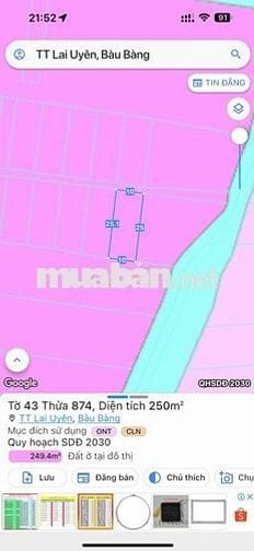 Bán Đất TT Lai Uyên, Bàu Bàng 250m2 TC 150m2