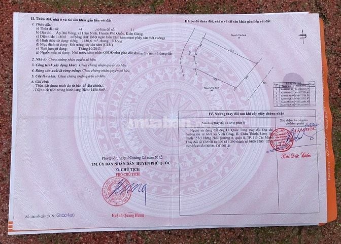 Bán 2 lô đất chính chủ 2 mặt tiền Biển & đường bộ, Ấp Bãi Vòng, PQuốc