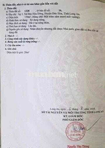 ĐẤT THỔ CƯ SỔ ĐỎ 250m2 ĐỨC HOÀ ĐÔNG - LONG AN