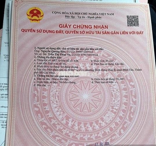 Bán Lô Đất Mặt Tiền 4x24 97M2, Đường Số 6 ,Bình Tân.