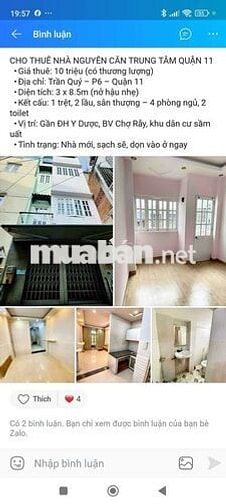 Nhà cho thuê đúc 2 tấm 4 phòng ngủ st
