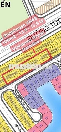 SHOPHOUSE Vịnh Ngọc 48 VINHOMES GREEN PARADISE, 100m2, MT5m, 4T, 13 tỷ
