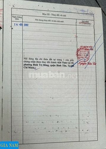 BÁN NHÀ MẶT TIỀN : 626 TỈNH LỘ 10 - P. BÌNH TRỊ ĐÔNG - Q. BÌNH TÂN