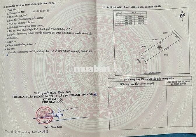 BÁN ĐẤT SẴN SỔ NỞ HẬU MẶT TIỀN 6M ÔTÔ TRÁNH TẠI XÓM 18 NGHI PHÚ