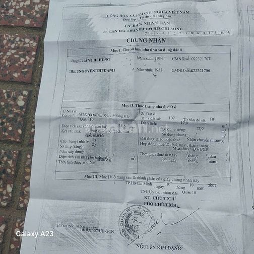 Bán nhà hẻm 57/ Hồ Thị Kỉ p1q10