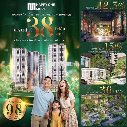 Chính thức nhận booking Happy One Mori Bình Dương hồ Chí Minh