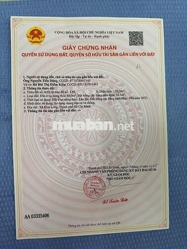 Đất 6x18m xã Kim Long, TP.HCM có 80m² thổ cư, sổ riêng, giá chỉ 580tr