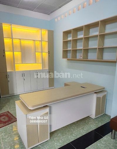 Bàn giám đốc chữ L gỗ xanh kháng ẩm giá tốt nhất