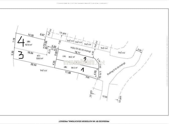 Cần bán 4 lô đất ngay chợ Thới Tứ đường Trịnh Thị Miếng