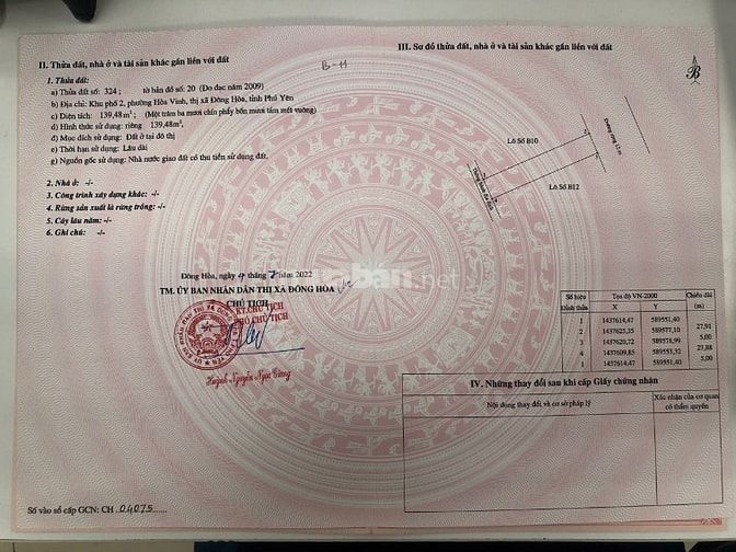 SỞ HỮU NHANH LÔ ĐẤT CUỐI CÙNG TẠI ĐÔNG HÒA - VINH - PHÚ YÊN ĐÃ CÓ SỔ