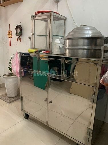 Anh cần thanh lý xe inox 304 nhà đóng đẹp chuyên dụng bán banh bao xôi