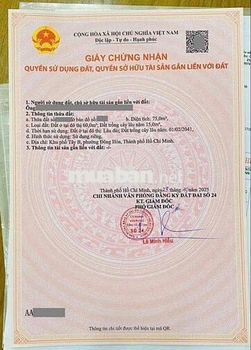 Đất đẹp gần Go Đông Hoà ,TP Dĩ An