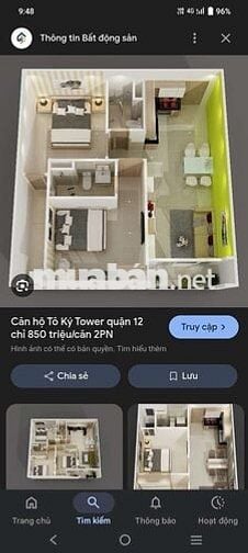 Cho thuê Toky Tower. 2pn 2wc. Nhà có ban công