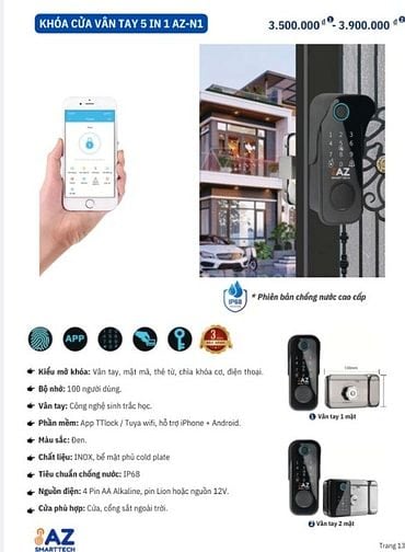 Cần bán khoá cửa thông minh 5 trong 1 AZ SMARTTECH