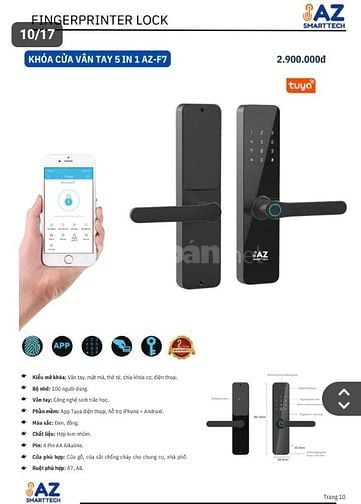 Cần bán khoá cửa thông minh 5 trong 1 AZ SMARTTECH