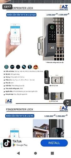 Cần bán khoá cửa thông minh 5 trong 1 AZ SMARTTECH