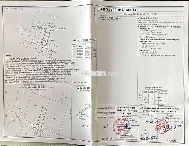 BÁN 2 LÔ ĐẤT LIỀN KỀ 10 x 22M 1/ HUỲNH THỊ NA, HÓC MÔN