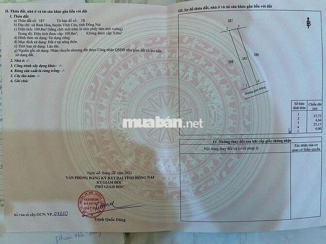 Đất sổ riêng thổ cư khu dân cư Chùa Phổ Quang