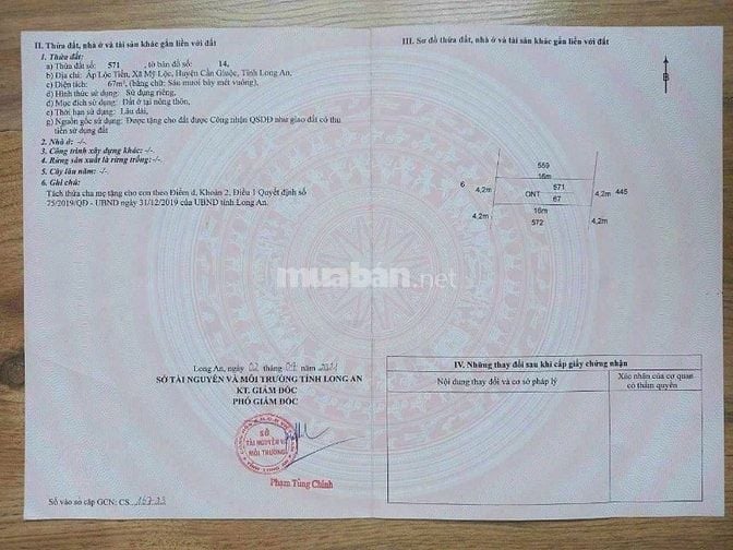 Chính chủ cần bán đất thổ cư Long An 