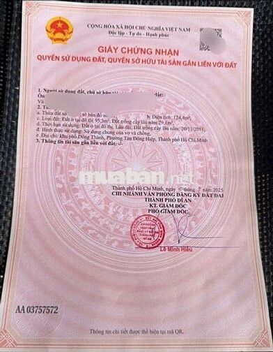 Đất (ngang 6,3m)Đông Thành phường Tân Đông Hiệp Tp Dĩ An