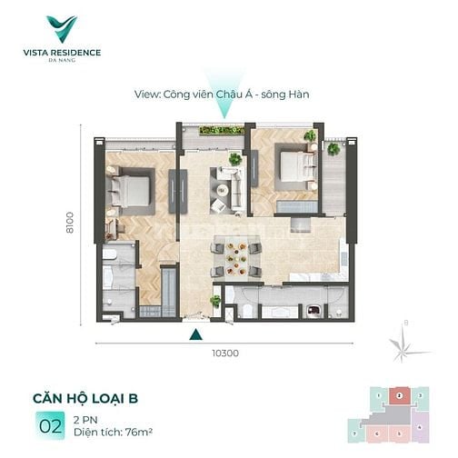 Căn hộ 2PN Vista Đà Nẵng trung tâm ĐN view sông Hàn, sổ hồng vĩnh viễn