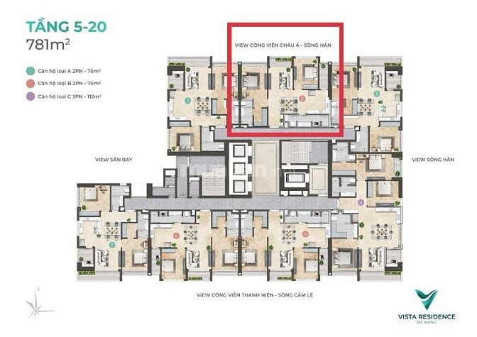 Căn hộ 2PN Vista Đà Nẵng trung tâm ĐN view sông Hàn, sổ hồng vĩnh viễn