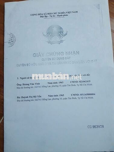 Cần Tiền Bán Gấp Nhà Ở Khu Chợ Tân Bình 21/27 Đường Hồng Lạc Phường 10