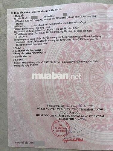 Đất 125m KDC Phú Mỹ Hiệp,gần TT Y Tế Dĩ An