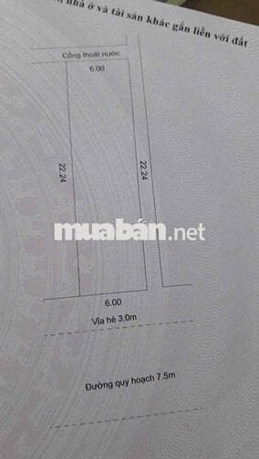 Mặt tiền 135m ngang 6m kẹp cống đường 7,5m Hoà An 25