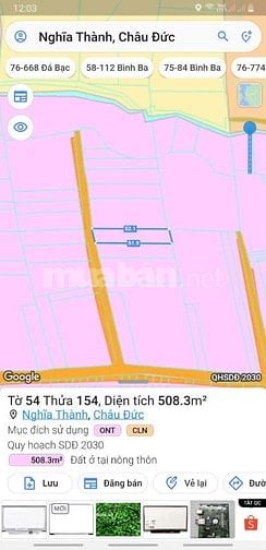 Bán đất nghĩa Thành Châu Đức. Gần sát KCN Châu Đức