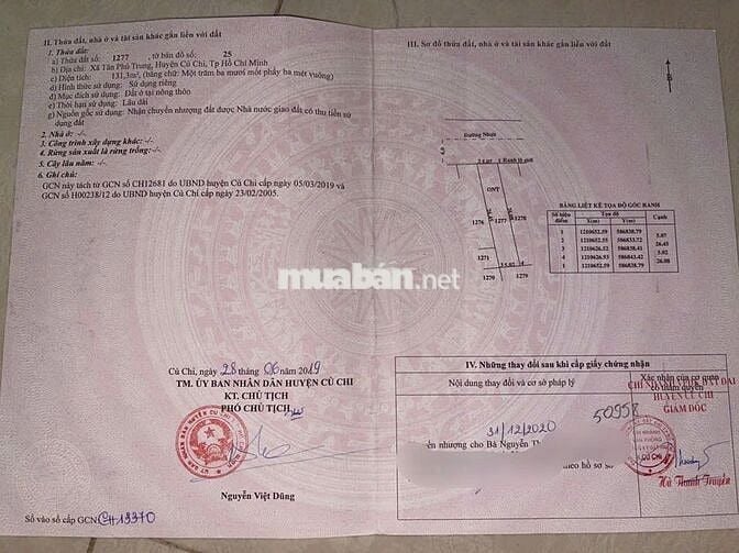 Tối bán gấp lô đất 130m2 giá 1tỷ4 đường Hồ Văn Tắng xã Tân Phú Trung