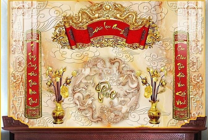 Tranh gạch 3d ốp tường phòng thờ - CXV5