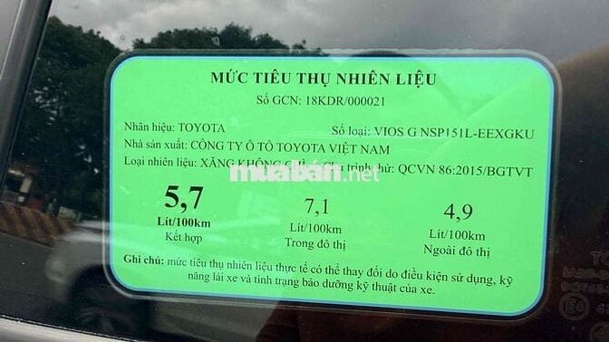 Toyota Vios 2019 1.5G - 87000 km