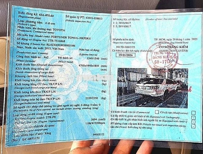 TOYOTA FORTUNER V 2013 TỰ ĐỘNG XĂNG MÁY SỐ ZIN.