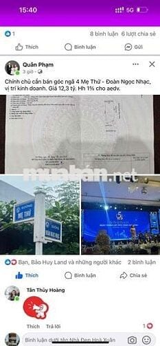 Bán lô Góc Vi Trí Kinh Doanh Mẹ Thứ, sầm uất bậc nhất Hoà Xuân