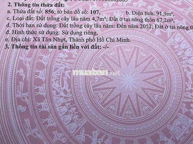 Bán đất hẻm 2m đường Thế Lữ, xã Tân Nhựt