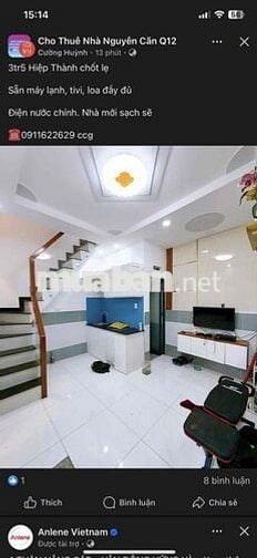 Mới xây mới keng trệt lầu 2pn có 2 máy lạnh