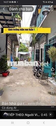 Nhà bán 4×11, 1 trệt, lầu, nhà mới  đẹp, 2 phòng ngủ 2WC. Giá 1ty 790