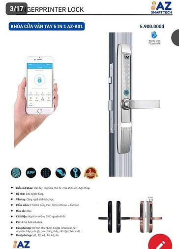 Hợp tác,mua bán khoá cửa thông minh 5 trong 1 AZ SMARTTECH
