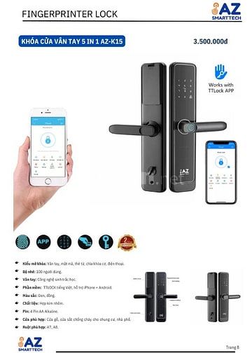 Hợp tác,mua bán khoá cửa thông minh 5 trong 1 AZ SMARTTECH