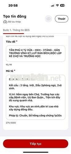 BÁN NHÀ TRUNG TÂM TÂN PHÚ HXH - NGANG 4 ĐẸP - 3.99 TỶ