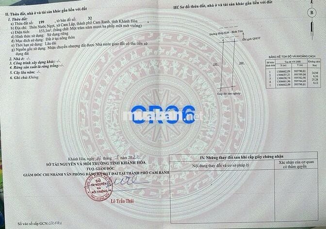 Còn Sót Lô Đất Đẹp Diện Tích 153m2 FULL Thổ Cư - Sát Vịnh Cam Ranh