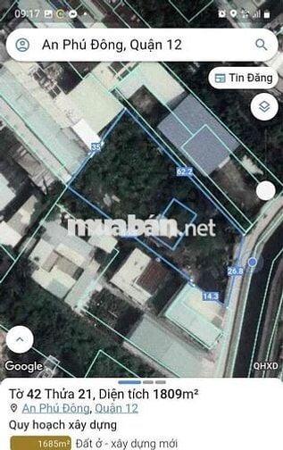 2000M2 Đất Mặt Tiền Rạch An Phú Đông 9 P. An Phú Đông Quận 12