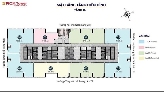 Bán căn văn phòng tòa Rox Tower Golmark city 136 Hồ Tùng Mậu giá: 55tr