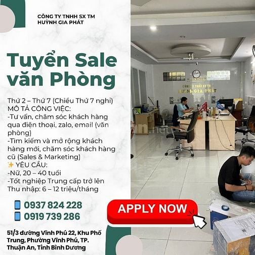  TUYỂN DỤNG NHÂN VIÊN KINH DOANH (VĂN PHÒNG) 