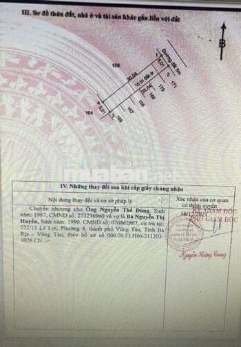 Bán đất sổ đỏ phường Tân Phước Vũng Tàu